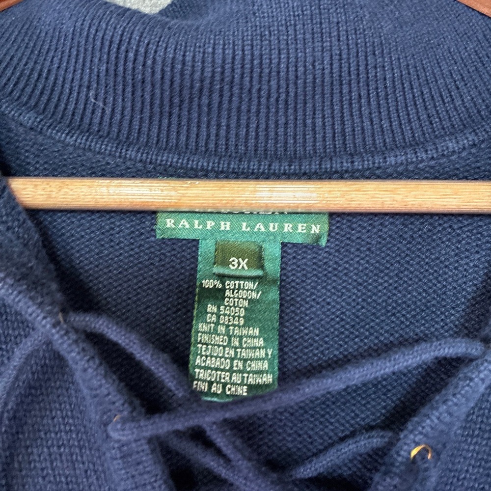 LAUREN Green Label Sweater Ralph Lauren Women 3XL Navy Blue‎ Collared Tunic - Picture 2 of 6